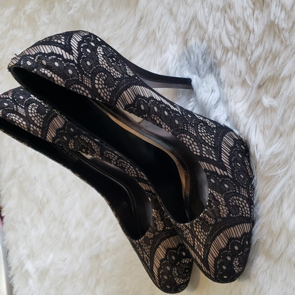 STEVE Madden Pump Heels "Onnyx" Black Lace, Leather Size 7.5 - Picture 3 of 6
